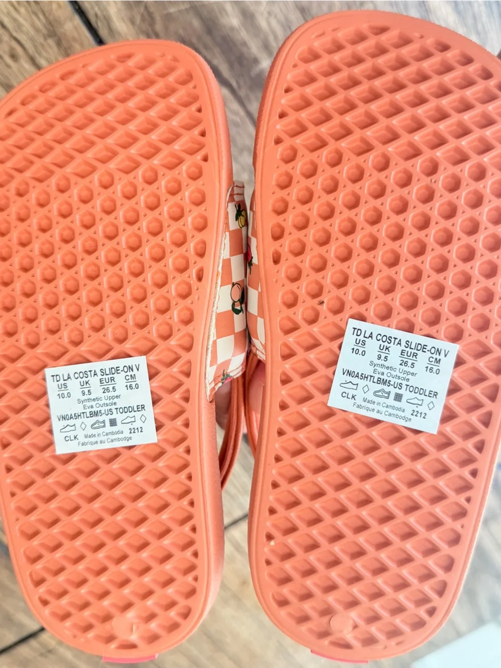 Vans Kids La Costa Slide-On Fruit Checkerboard Sunbaked us 10 new